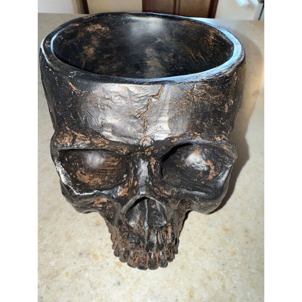 NWT Place & Time Scull Halloween‎ Decorative Gothic Bowl/ Planter Flower Pot